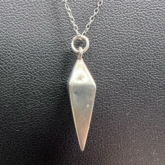 Sterling Silver Pyramid Spike Pendant with Necklace - Picture 3 of 4